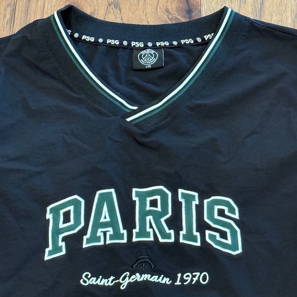 Paris Saint-Germain PSG Windbreaker Vest Mens Black Green V-Neck Pullover 175
